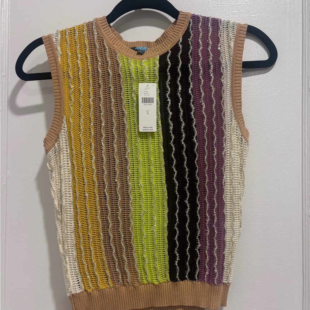 Eva Franco Colorful Knit Top with Metallic Accents
